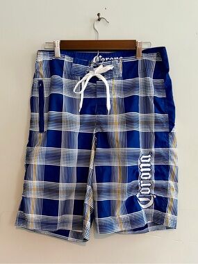 CORONA Plaid Board Shorts sz M
